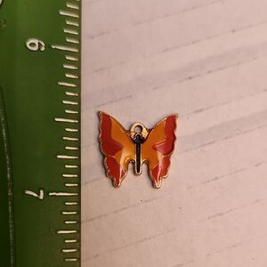 Butterfly Pendant Charm Orange Vintage Enamel